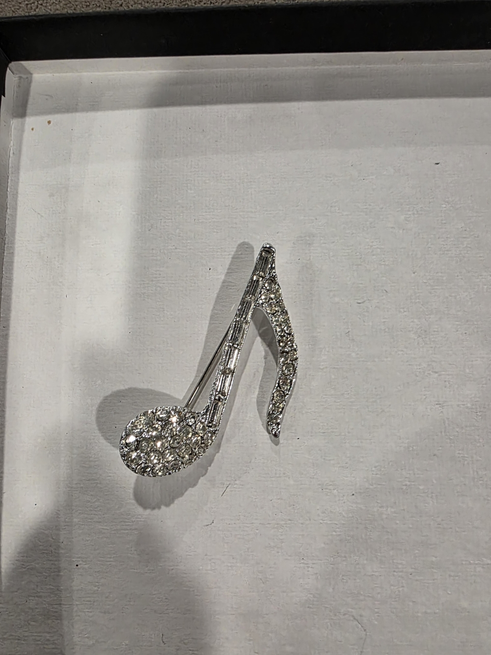 Silver Crystal Musical Note Brooch - Women Jewelry